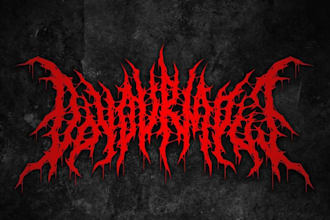 design a slamming death metal logo font with chrome
