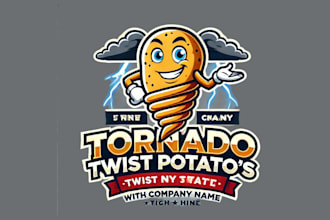 design turnoda twist potatos mascot logo with free source file
