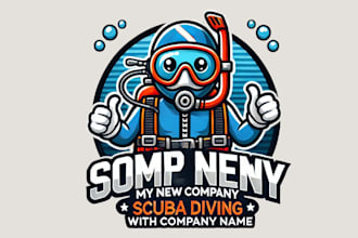 design a unique and professional scuba diving mascot logo for your brand