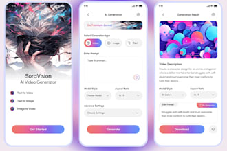 build ai video generator app, ai text to speech app,  ai artworks generator app