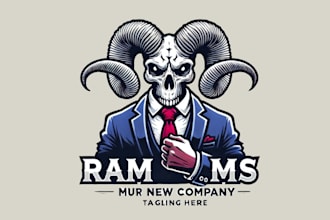 create a bold and unique ram skull mascot logo for your brand