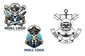 design skull nautical marine logo within 24 hours