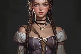 do a fantasy character art and fantasy unique style