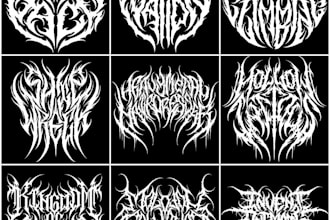 draw a detailed, brutal metal band logo