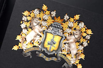 create regal heraldic coat of arms and custom family crest logo design