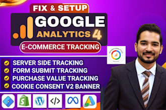 set up google analytics 4,conversion, ga4 ecommerce server side tracking