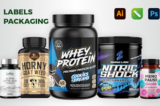 create awesome label design and supplement product packaging
