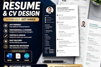 design professional resume, CV design and cover letter