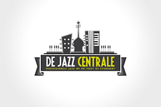 design landscape jazzy feel music instruments logo