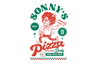 design big hair pizza guy logo