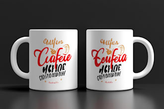 do custom typography coffee mug design or coffee mug design
