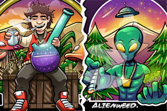 create t shirt design in cartoon style illustration for merch