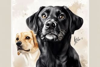 custom pet portrait, digital art, watercolor, or pencil drawing