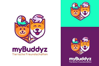 draw cute logo for kids, shop, pets, app, games, animals