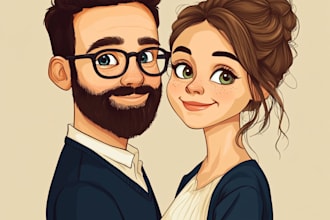 make realistic vector art couple portrait illustration