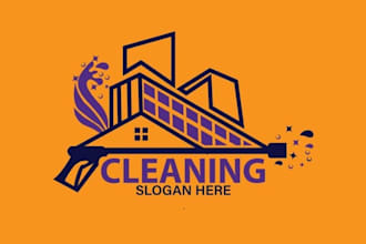 draw clean house, janitorial and commercial cleaning logo