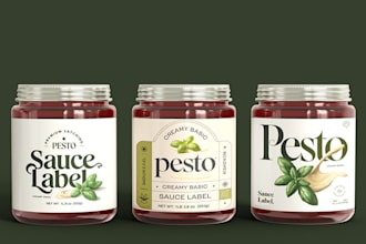 unique design label, jar, salsa, sauce, spice, seasoning, seamoss, gel, mockup