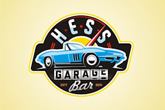 design hot cars and cold beer garage bar logo