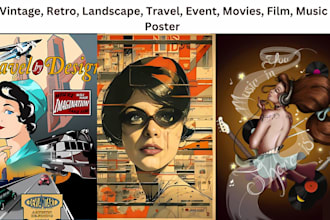 design vintage retro for travel film movies music landscape poster album cover