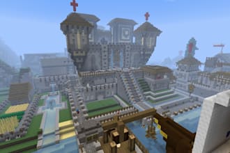 build minecraft castle, villages, base, hubs, spawns, minecraft bedwars, bedrock