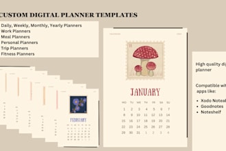 design custom hyperlinked planners, journal, calendar for commercial use, etsy