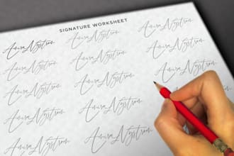 do professional handwriting signature autograph calligraphy worksheet and logo