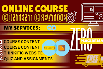 create online course content, course curriculum on thinkific website