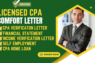 provide US CPA comfort letter income verification letter financial statement