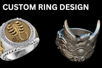 do 3d jewellery design, ring design, pendant, bracelet, earring design for print