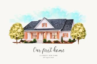 draw a custom portrait of your home from a photo