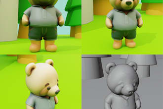 create cute 3d cartoon character model