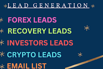 deliver forex lead, crypto lead, investor lead, depositors lead, sales lead