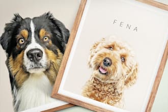 draw custom pet portrait, digital pet, pet drawing