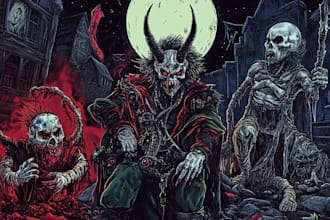 draw dark art illustration for tshirt design or album cover