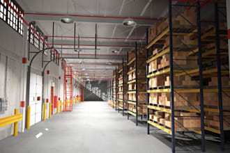 do 3d warehouse, 3d factory, 3d refinery and 3d shipping container design