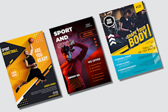 design creative sports or fitness, food, real estate flyers