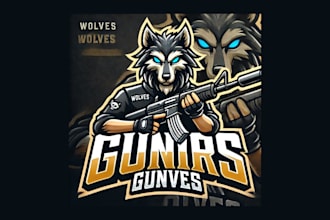 make awesome wolves gunner mascot logo with express delivery