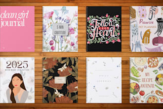 do notebook, journal, planner, low content book cover design and interior pages