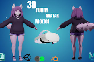 make 3d vrchat avatar, vrchat, vr character, furry avatar