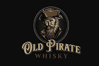 make classic old pirate and whisky logo