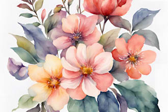 draw watercolor flower illustration