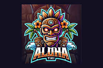 do creative aloha tiki mask mascot logo delivered in two day