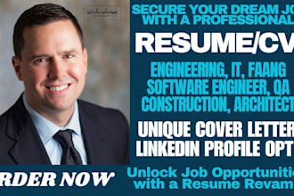 write engineering resume, construction, IT, superintendent, faang, cv writing