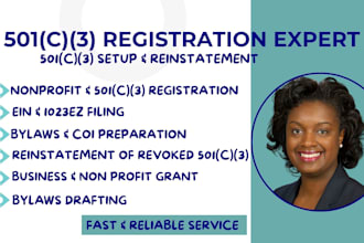 do nonprofit registration, 501c3 application, reinstatement, articles, bylaws