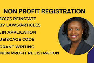 do non profit registration, ein application, 5o1c3 reinstate, uei and cage code