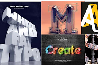 design 3d typography custom logo graphic design font