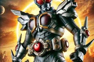 draw armor robot character logo and friendship portrait