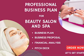write business plan for beauty salon and spa with pitch deck