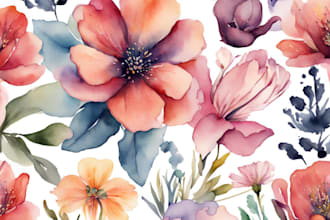 create a beautiful watercolor flowers tattoo design