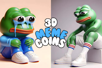 design custom 3d meme coin art for your website and social media